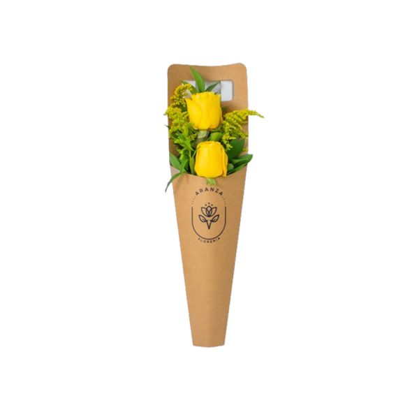 Cono de 2 rosas amarillas
